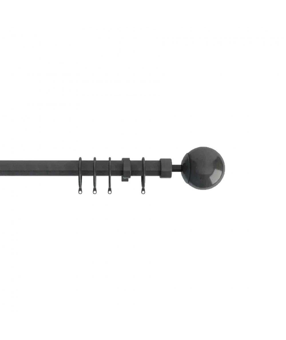 22-25mm - Finesse Ball End Metal Curtain Pole Set - Gun Metal Grey